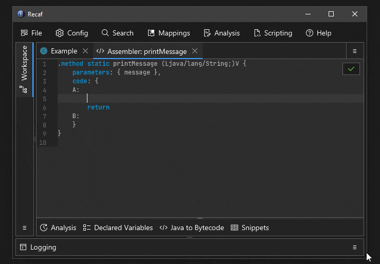 Tab complete in the assembler