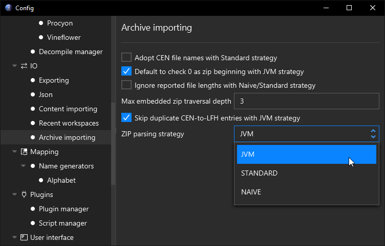 archive importing config